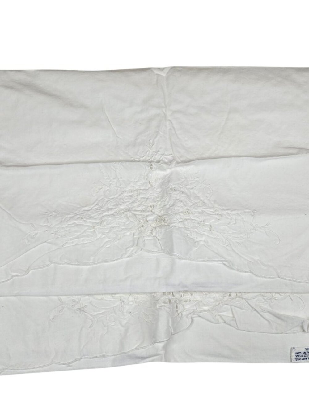 Vintage Imperial Elegance White Floral Embroidered Cotton Pillowcases Set Of 2 S